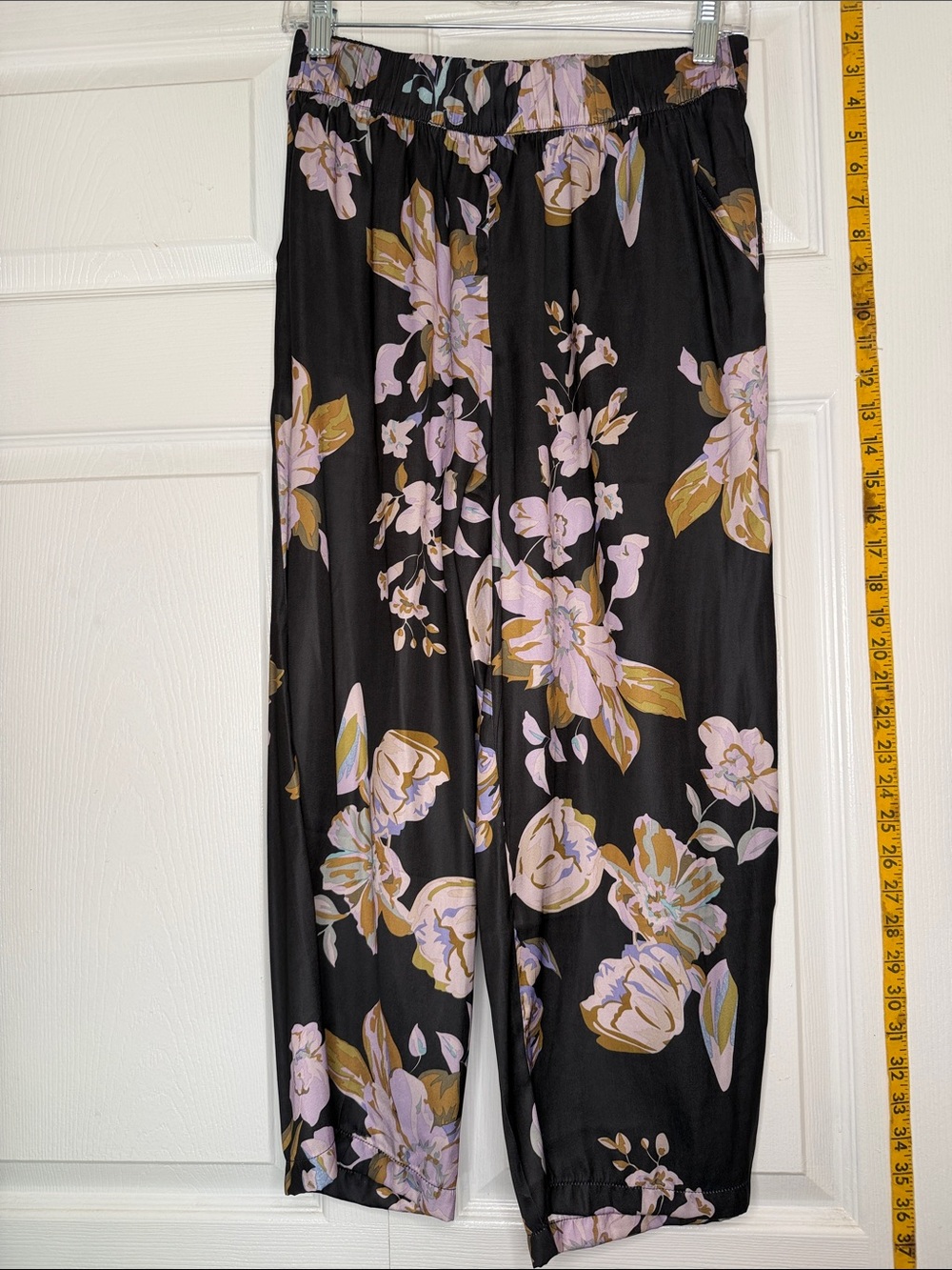 Philosophy Wide-Leg Women’s Pants - Black with Lilac & Olive Floral Print